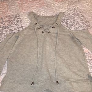 Open shoulder laced shirt